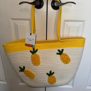 Yellow and White Pineapple Tote Bag